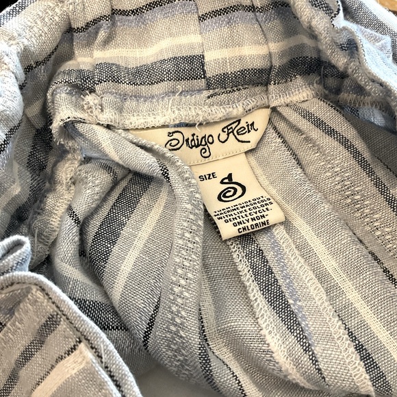 INDIGO REIN sz Small Pull On Pants Pockets Stretch Waist Wide Leg Blue White - Picture 6 of 7